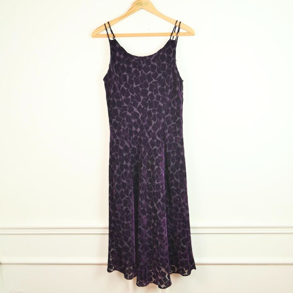 Y2K Babydoll Dress Purple Velvet Burnout Whimsigoth Prom Hoco Sheer Goth Size 10 - Picture 6 of 6